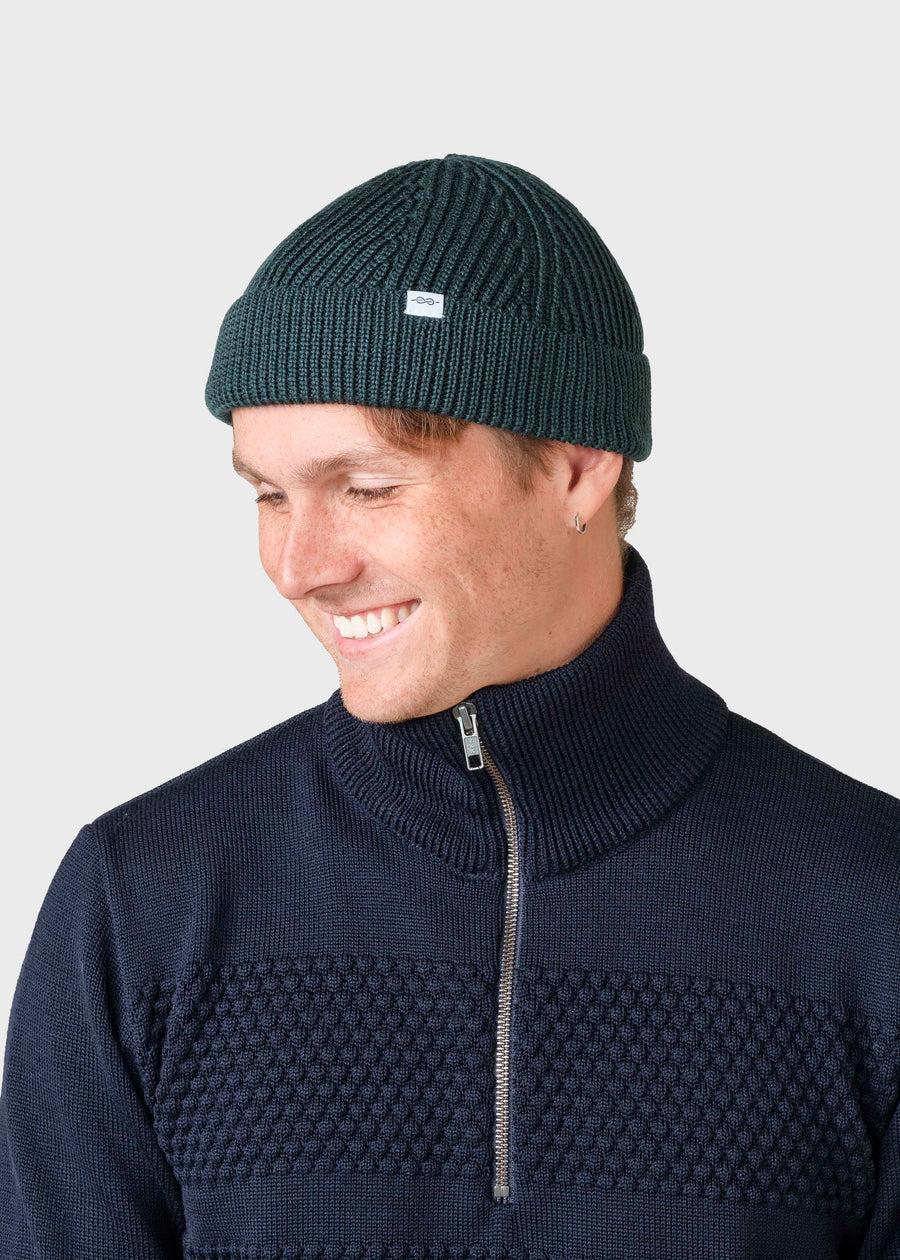 Klitmøller Collective Fine Short Beanie Moss Green aus Wolle
